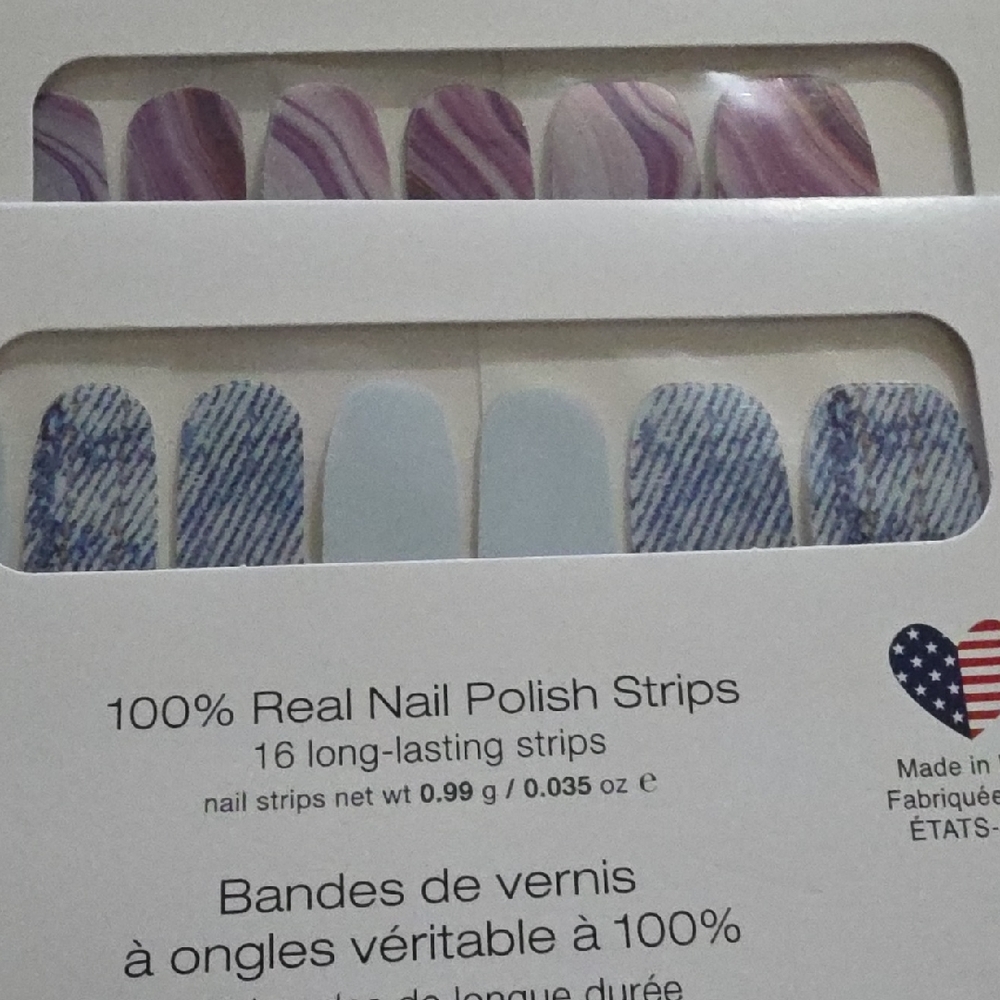Color Street Purple Marble and Blue Denim Nail Strips